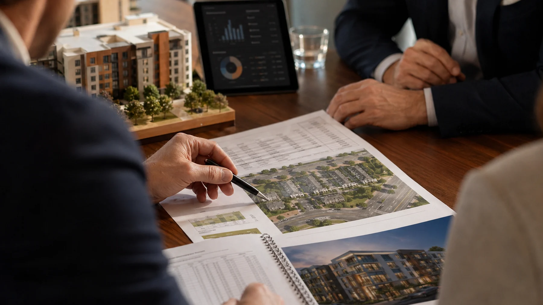 Accredited investor reviewing development materials